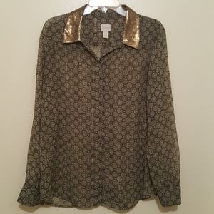 CHICO'S Gold Digger button down
